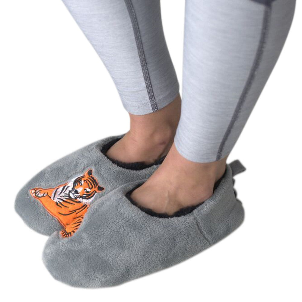 Women's Tiger Embroidered Non-Skid Slippers Oooh Yeah Socks