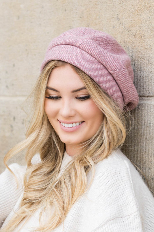 Herringbone Fold Over Slouchy Beret Aili's Corner