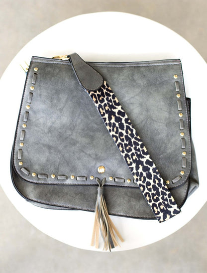 Leopard Strap Fold-over Crossbody Bag  DAME BOHEME