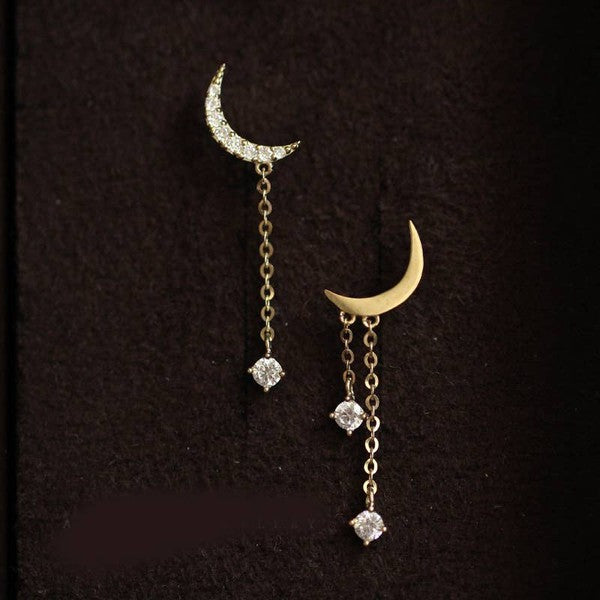 14K Gold Luna Zircon Drop Earring