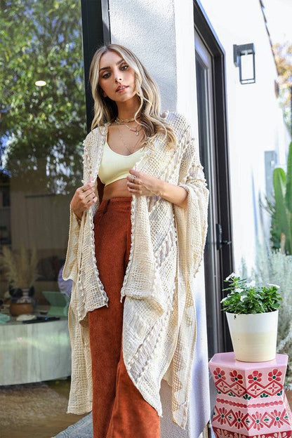 Embroidered Zig Zag Soft Kimono Leto Accessories