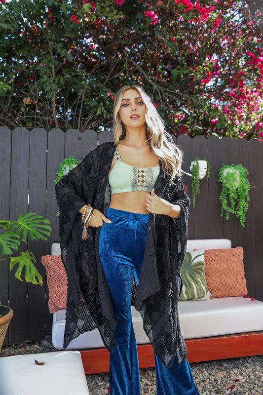Embroidered Zig Zag Soft Kimono Leto Accessories