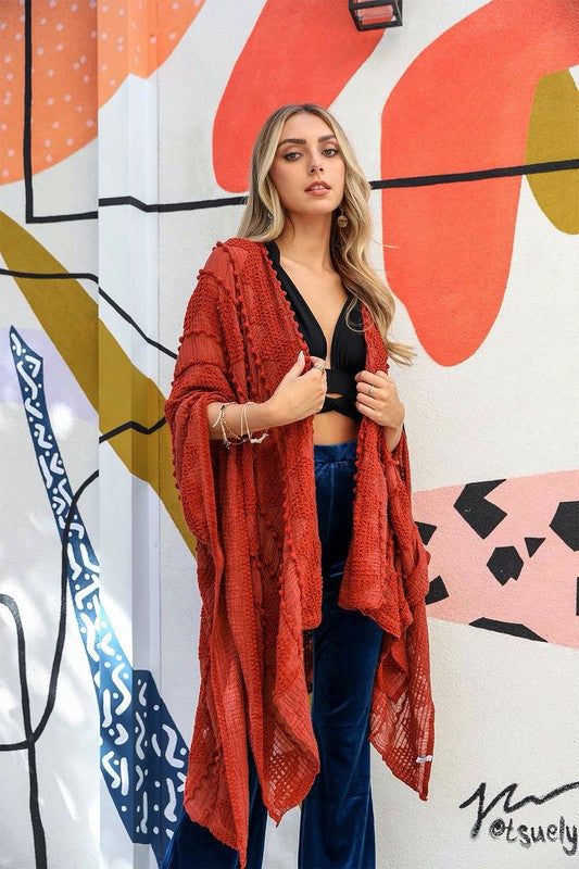 Embroidered Zig Zag Soft Kimono Leto Accessories
