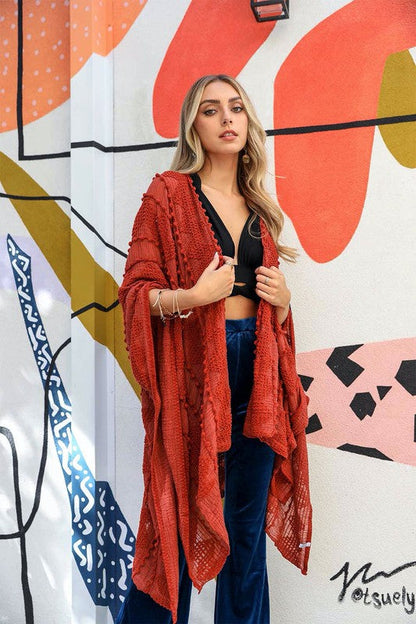 Embroidered Zig Zag Soft Kimono Leto Accessories