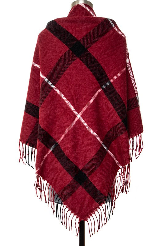 Fringe Soft Plaid Pattern Scarf Artini Accessories