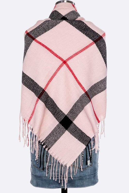 Fringe Soft Plaid Pattern Scarf Artini Accessories