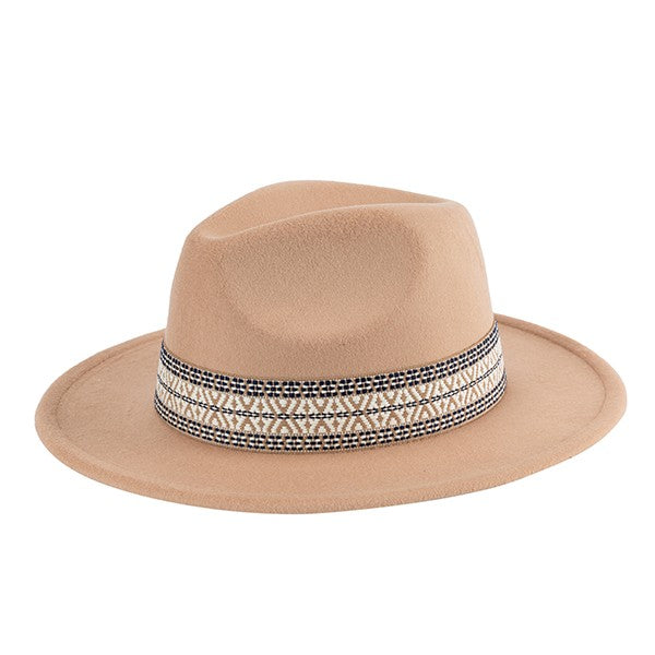 Bohemian Embroidered Band Fedora Hat Bella Chic