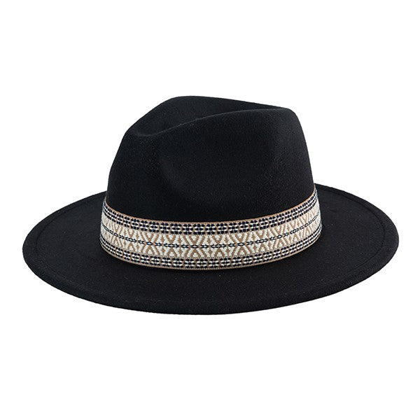 Bohemian Embroidered Band Fedora Hat Bella Chic