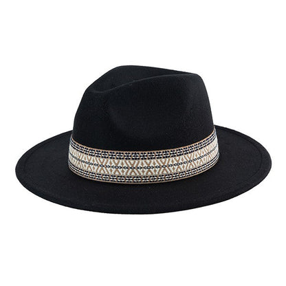 Bohemian Embroidered Band Fedora Hat Bella Chic