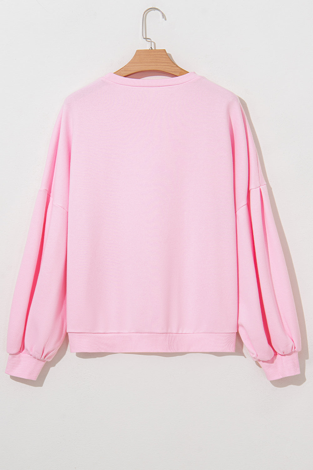 Light Pink Sweet Bow Lantern Sleeve Oversized Pullover Sweatshirt  DAME BOHEME