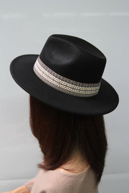 Bohemian Embroidered Band Fedora Hat Bella Chic