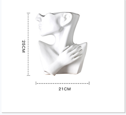 Modern Nordic Style Creative Portrait Vase Human Head Flower Vases Decorative Ornaments Resin Home Flowers Art Decor  DAME BOHEME