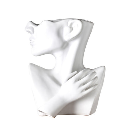 Modern Nordic Style Creative Portrait Vase Human Head Flower Vases Decorative Ornaments Resin Home Flowers Art Decor  DAME BOHEME