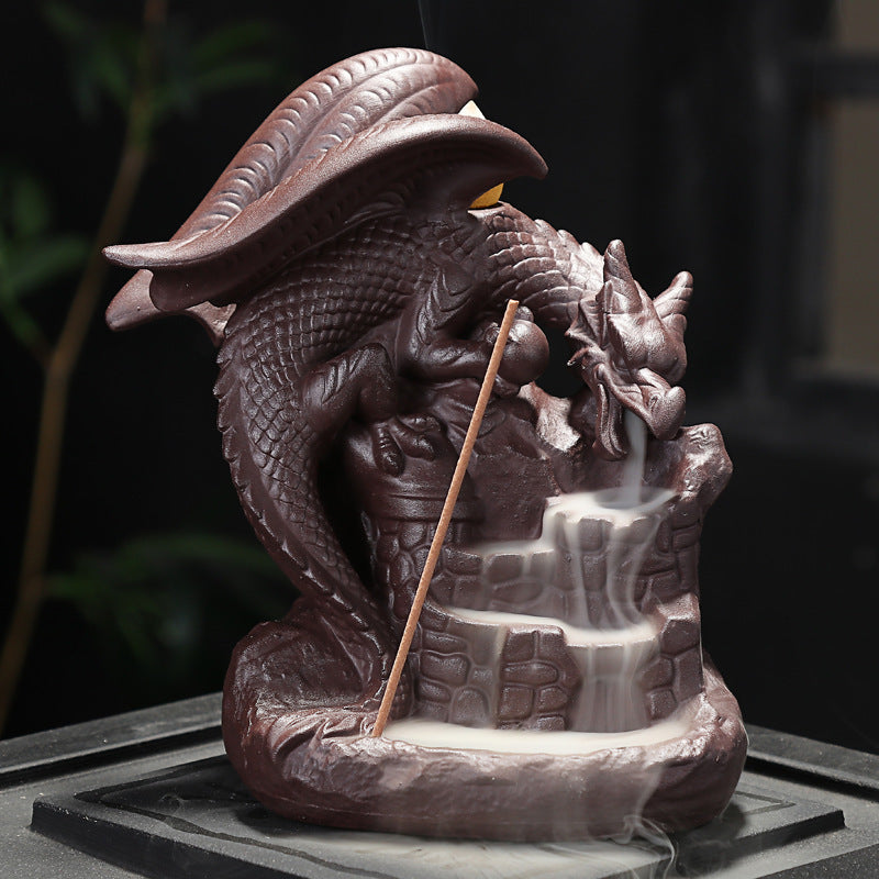 Zisha Ceramic Incense Burner, Dragon  DAME BOHEME