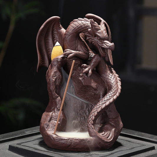Zisha Ceramic Incense Burner, Dragon  DAME BOHEME