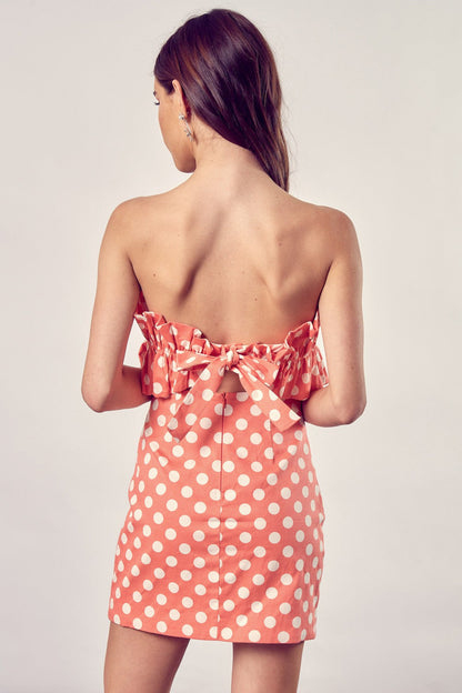 Ruffle Polka Dot Sleeveless Mini Tube Tie Back Dress Do + Be Collection