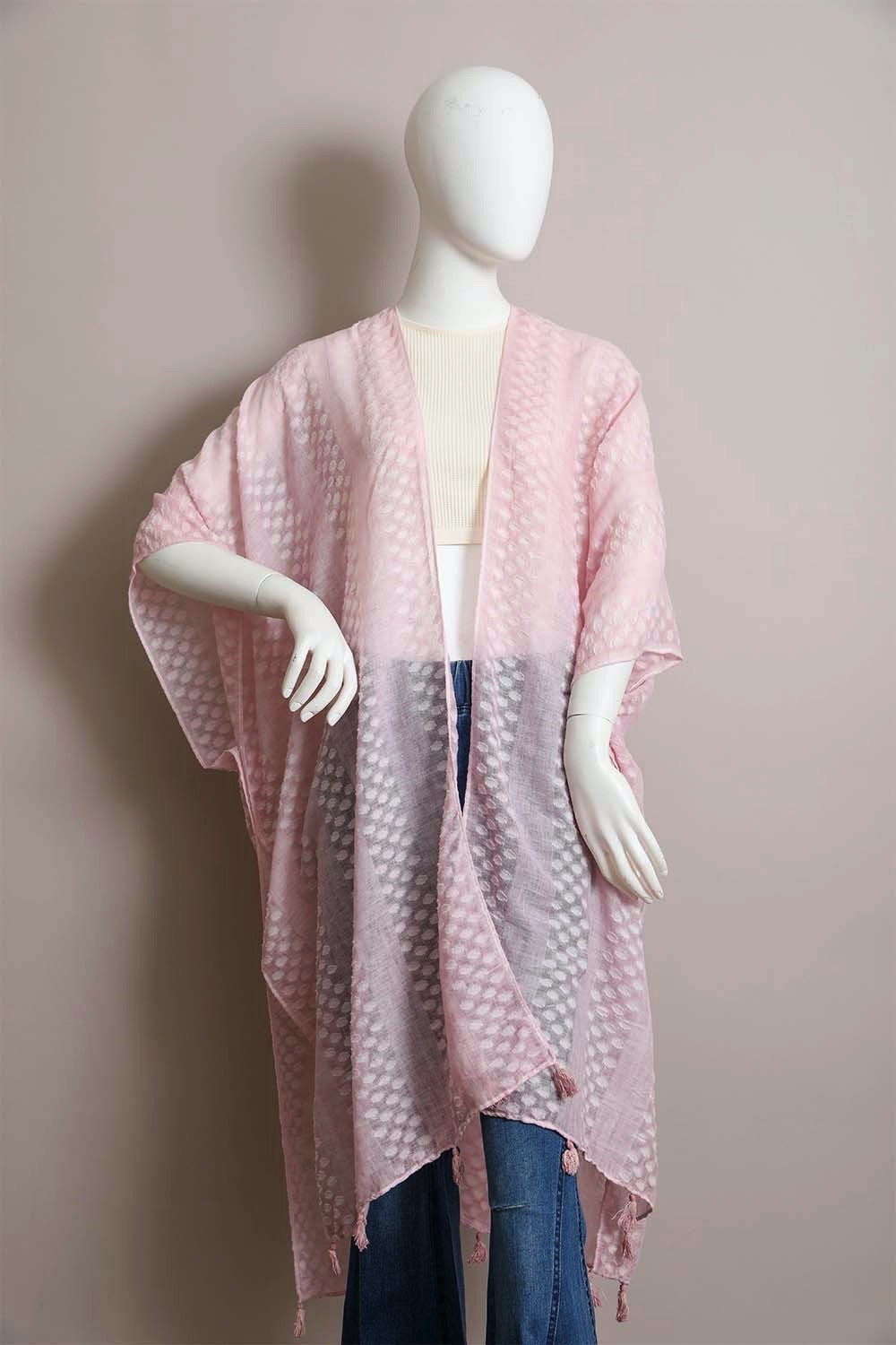 Pom Trimmed Jacquard Kimono Leto Accessories