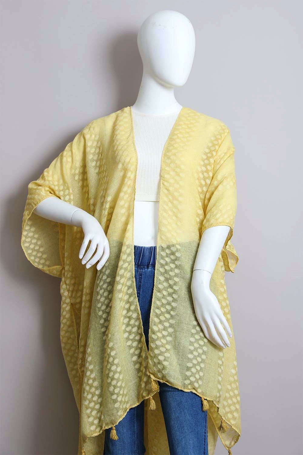 Pom Trimmed Jacquard Kimono Leto Accessories