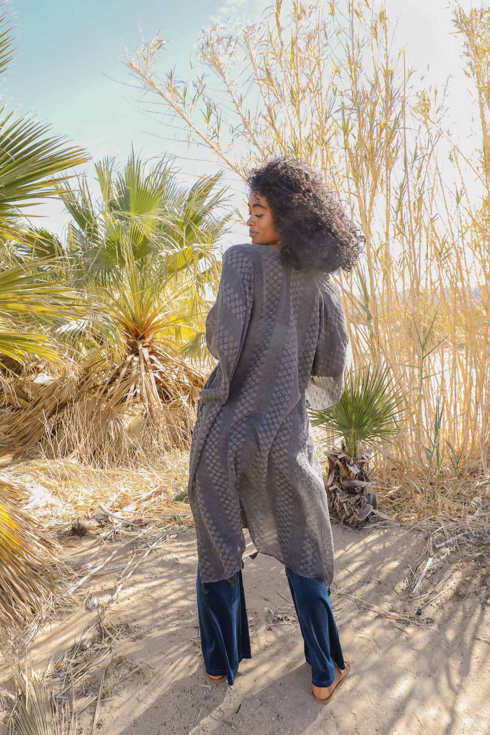 Pom Trimmed Jacquard Kimono Leto Accessories