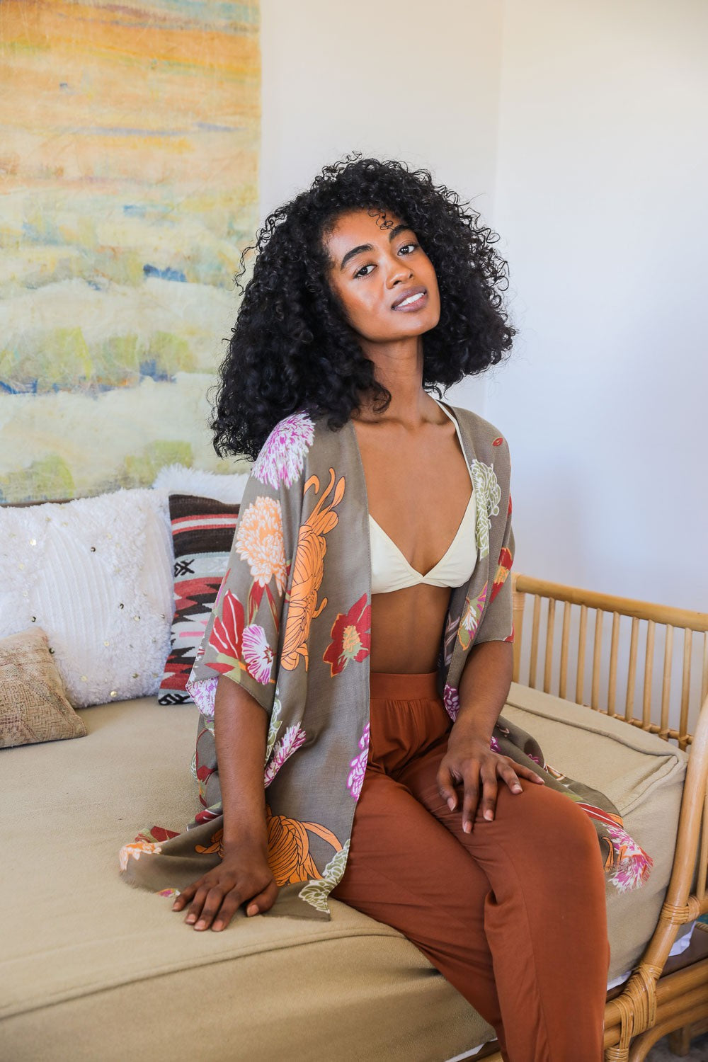 Floral Motif Combo Kimono Leto Accessories