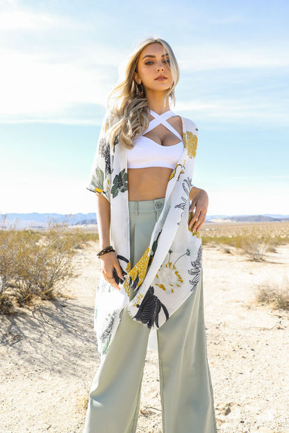 Floral Motif Combo Kimono Leto Accessories