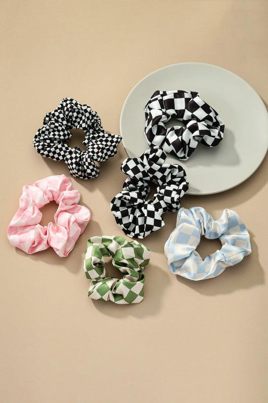Check Pattern Soft Satin Hair Scrunch LA3accessories