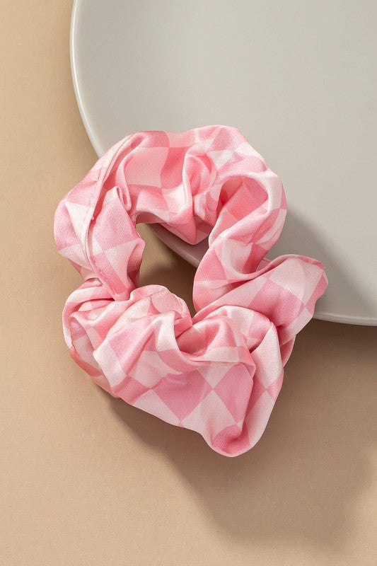 Check Pattern Soft Satin Hair Scrunch LA3accessories