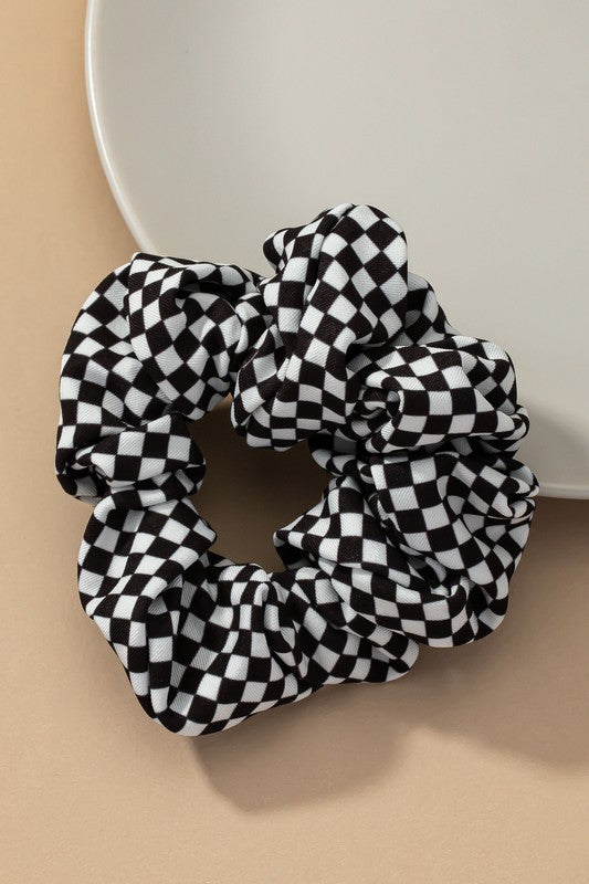 Check Pattern Soft Satin Hair Scrunch LA3accessories