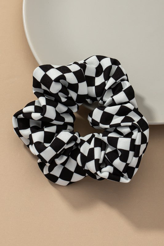 Check Pattern Soft Satin Hair Scrunch LA3accessories