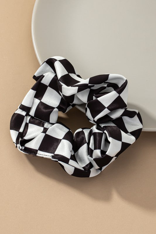 Check Pattern Soft Satin Hair Scrunch LA3accessories