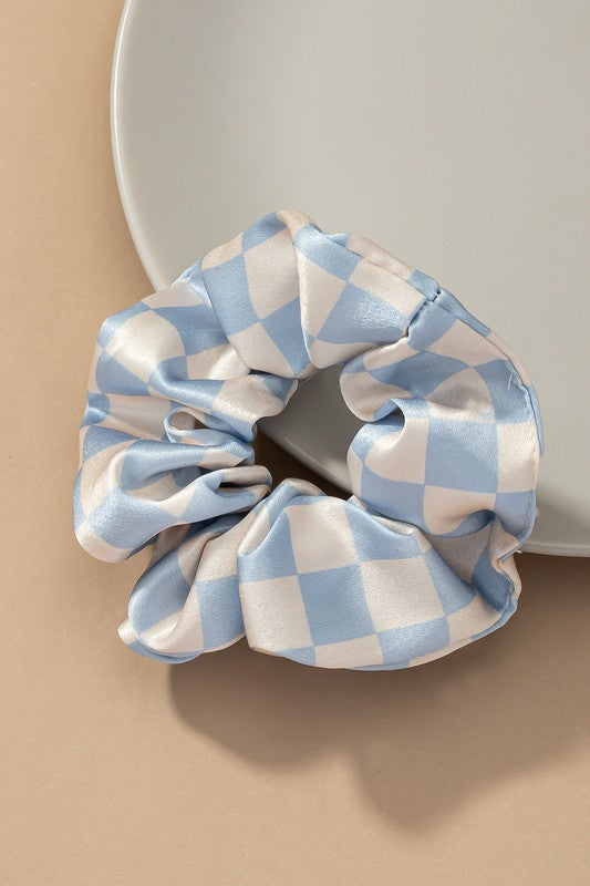 Check Pattern Soft Satin Hair Scrunch LA3accessories