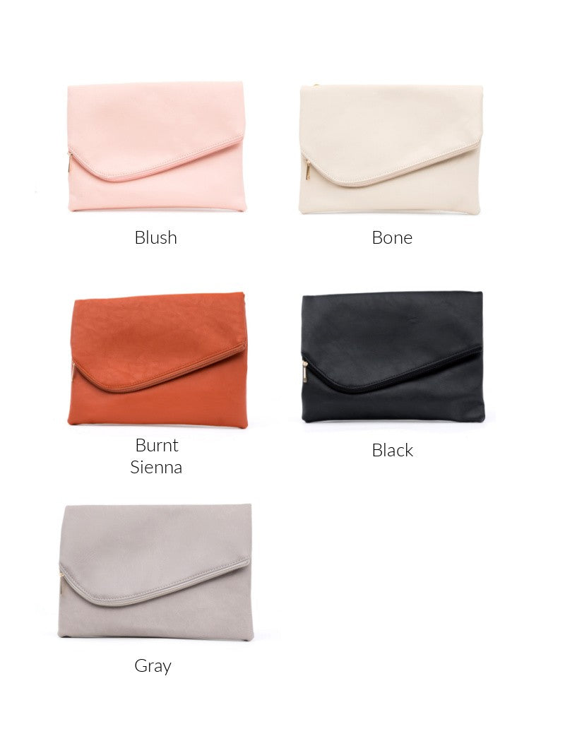 Foldover Envelope Faux Leather Wristlet Clutch Aili's Corner