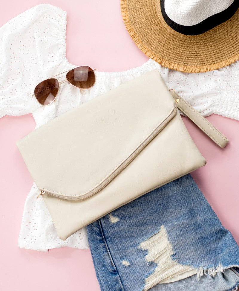 Foldover Envelope Faux Leather Wristlet Clutch Aili's Corner