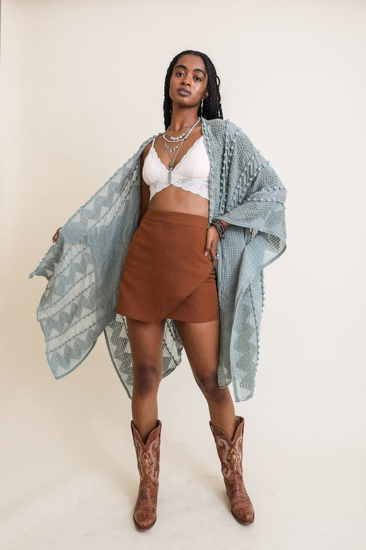 Embroidered Zig Zag Soft Kimono Leto Accessories