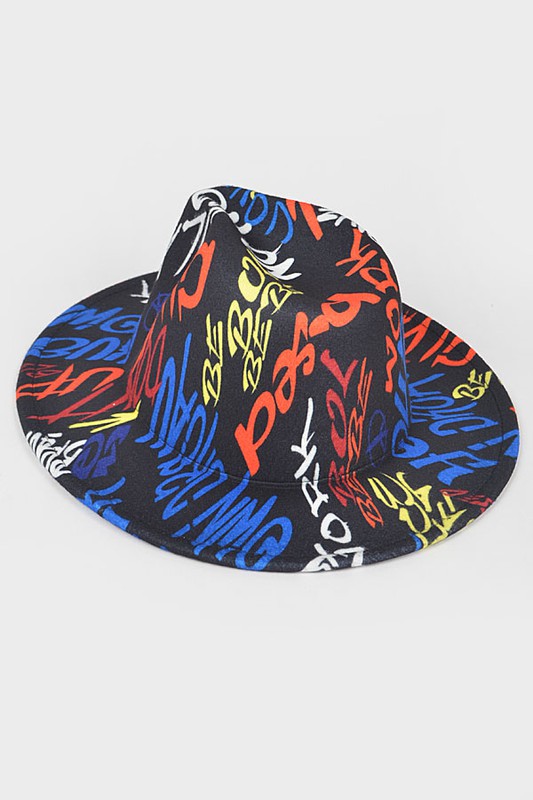 Graffiti Felt Blend Fedora Hat Artini Accessories