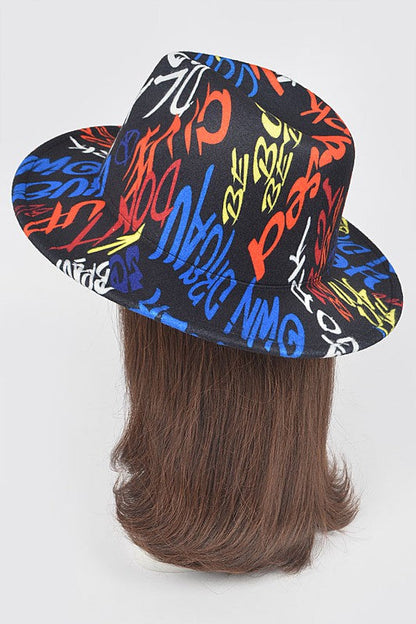 Graffiti Felt Blend Fedora Hat Artini Accessories