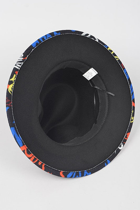 Graffiti Felt Blend Fedora Hat Artini Accessories