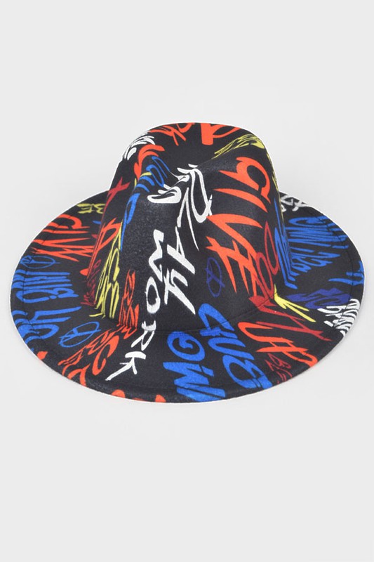 Graffiti Felt Blend Fedora Hat Artini Accessories