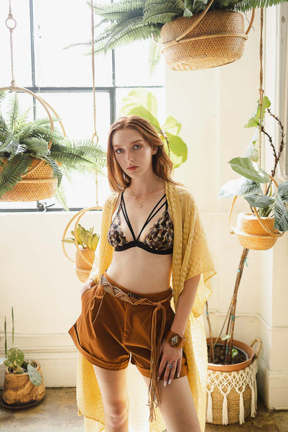 Pom Trimmed Jacquard Kimono Leto Accessories