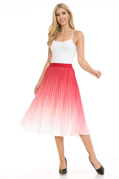 Women's High Waist Ombre Pleated A-Line Swing Skirt Annva USA