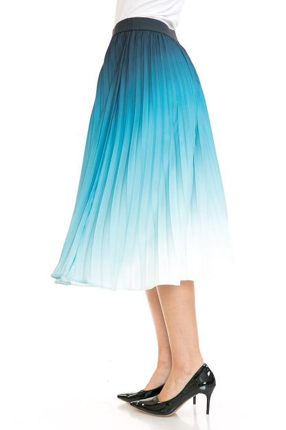 Women's High Waist Ombre Pleated A-Line Swing Skirt Annva USA