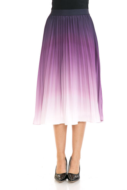 Women's High Waist Ombre Pleated A-Line Swing Skirt Annva USA