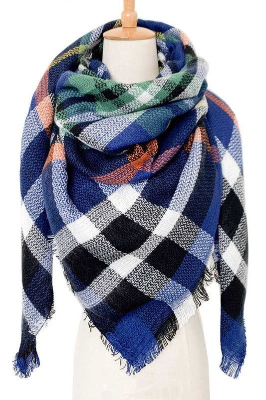Large Plaid Pattern Square Scarf Artini Accessories