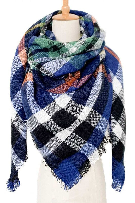 Large Plaid Pattern Square Scarf