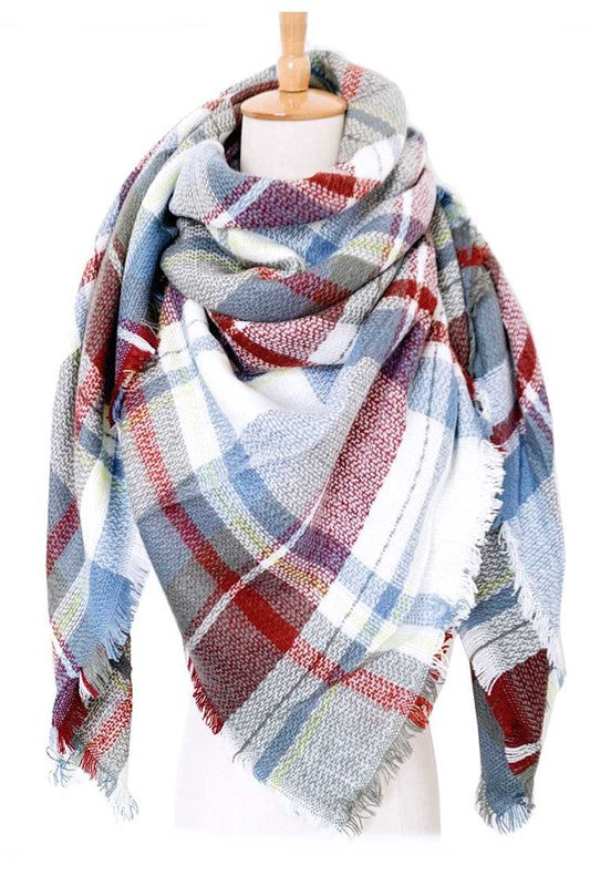 Large Plaid Pattern Square Scarf Artini Accessories