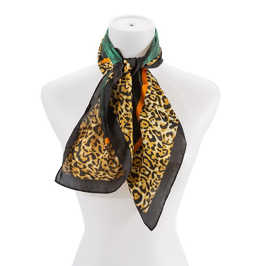 Leopard Print Silk Fashion Scarf Bella Chic