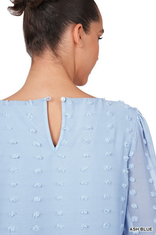 Swiss Dot Round Neck Blouse ZENANA