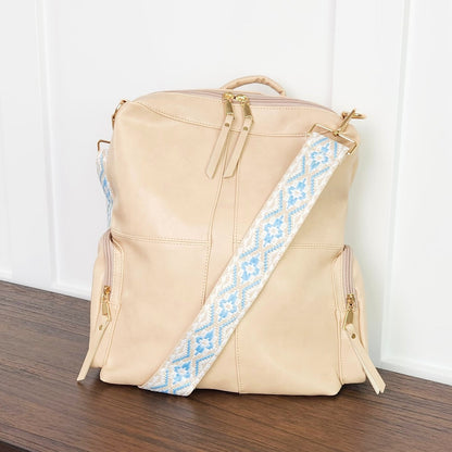 Charis Convertible Vegan Leather Backpack Aztec Strap Dani & Em