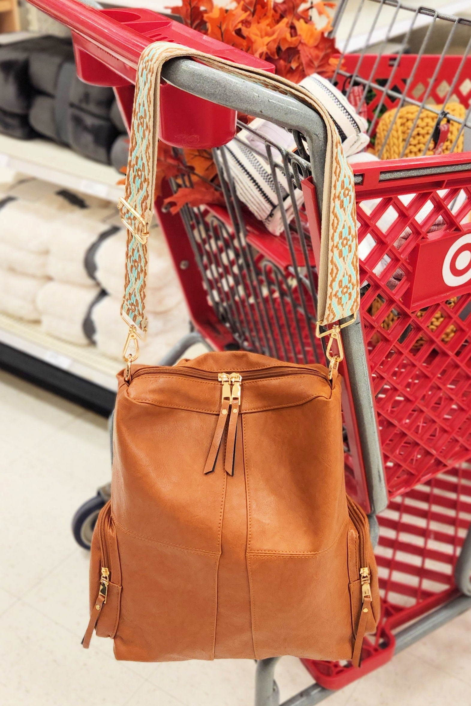 Charis Convertible Vegan Leather Backpack Aztec Strap Dani & Em