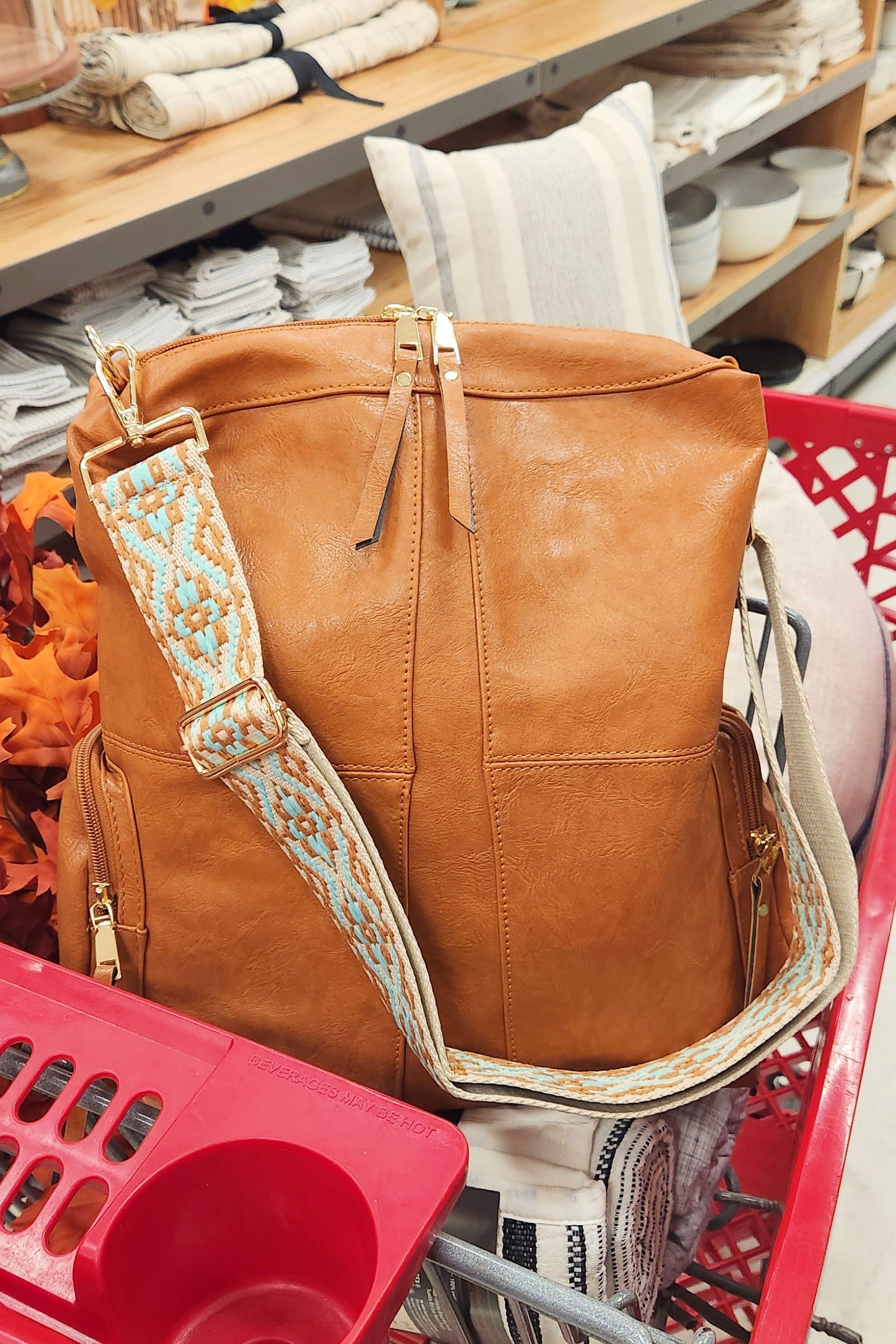 Charis Convertible Vegan Leather Backpack Aztec Strap Dani & Em